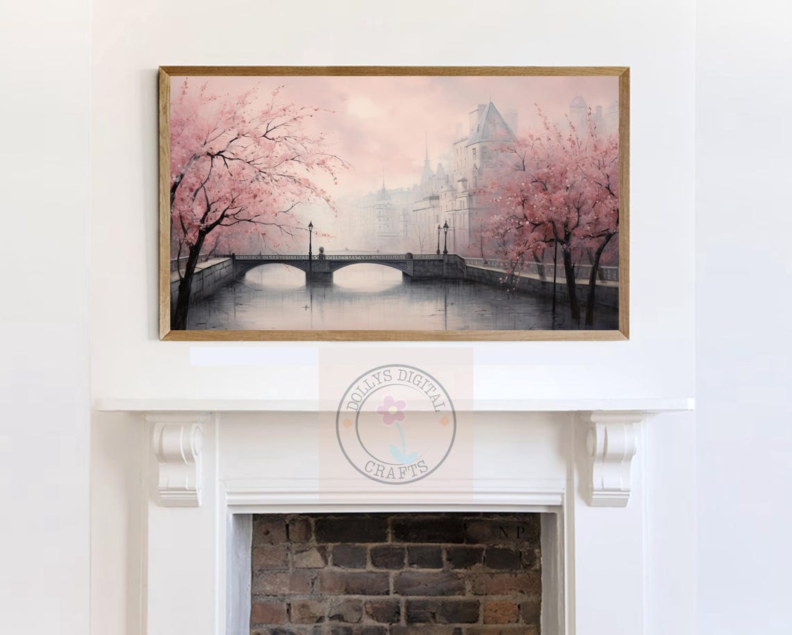 Cherry Blossom Canal Bridge European Spring Romance Poster Home Decor - Image 7
