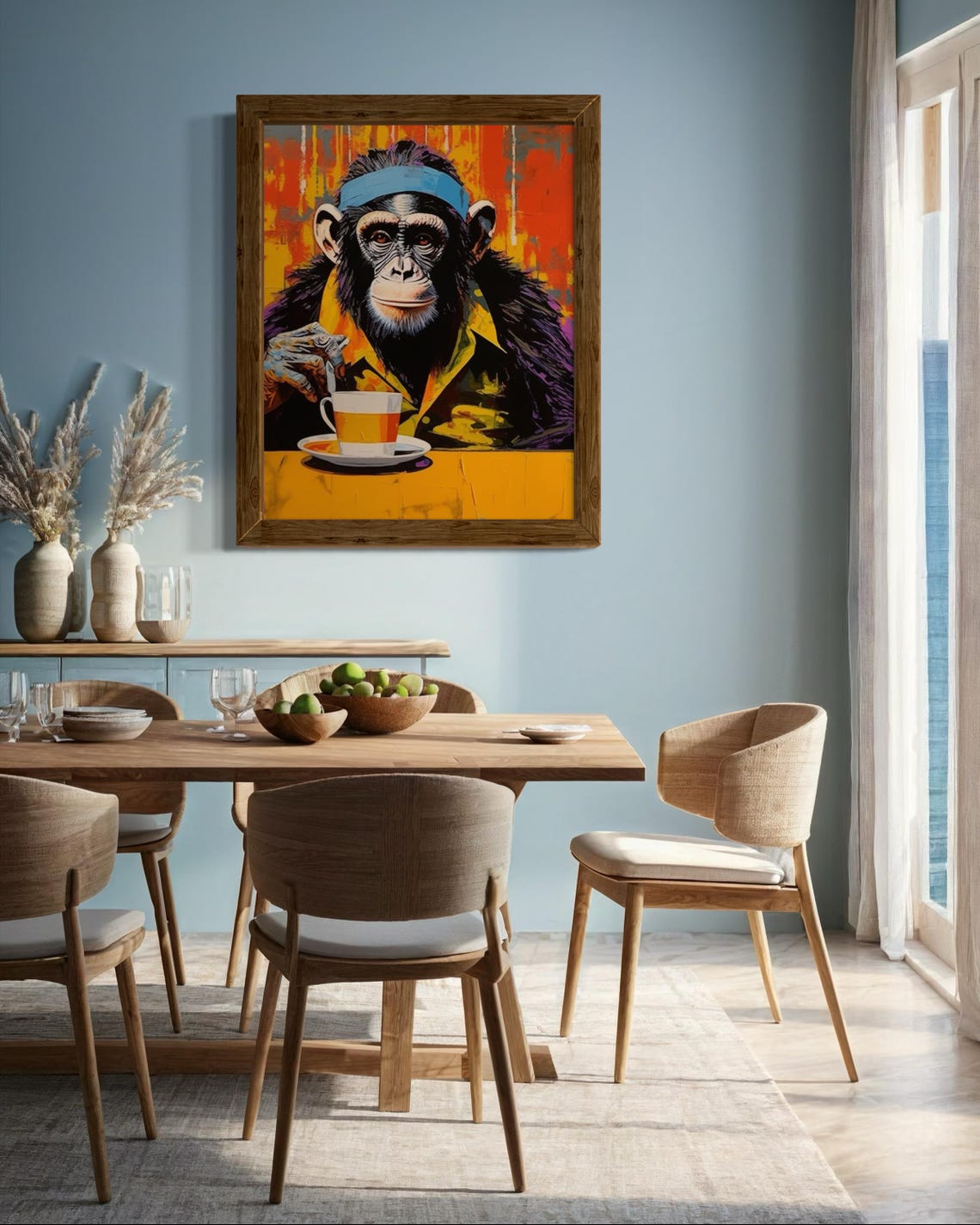 Chimpanzee Wearing Headband Drinking Tea Pop Art Animal Poster - Image 4