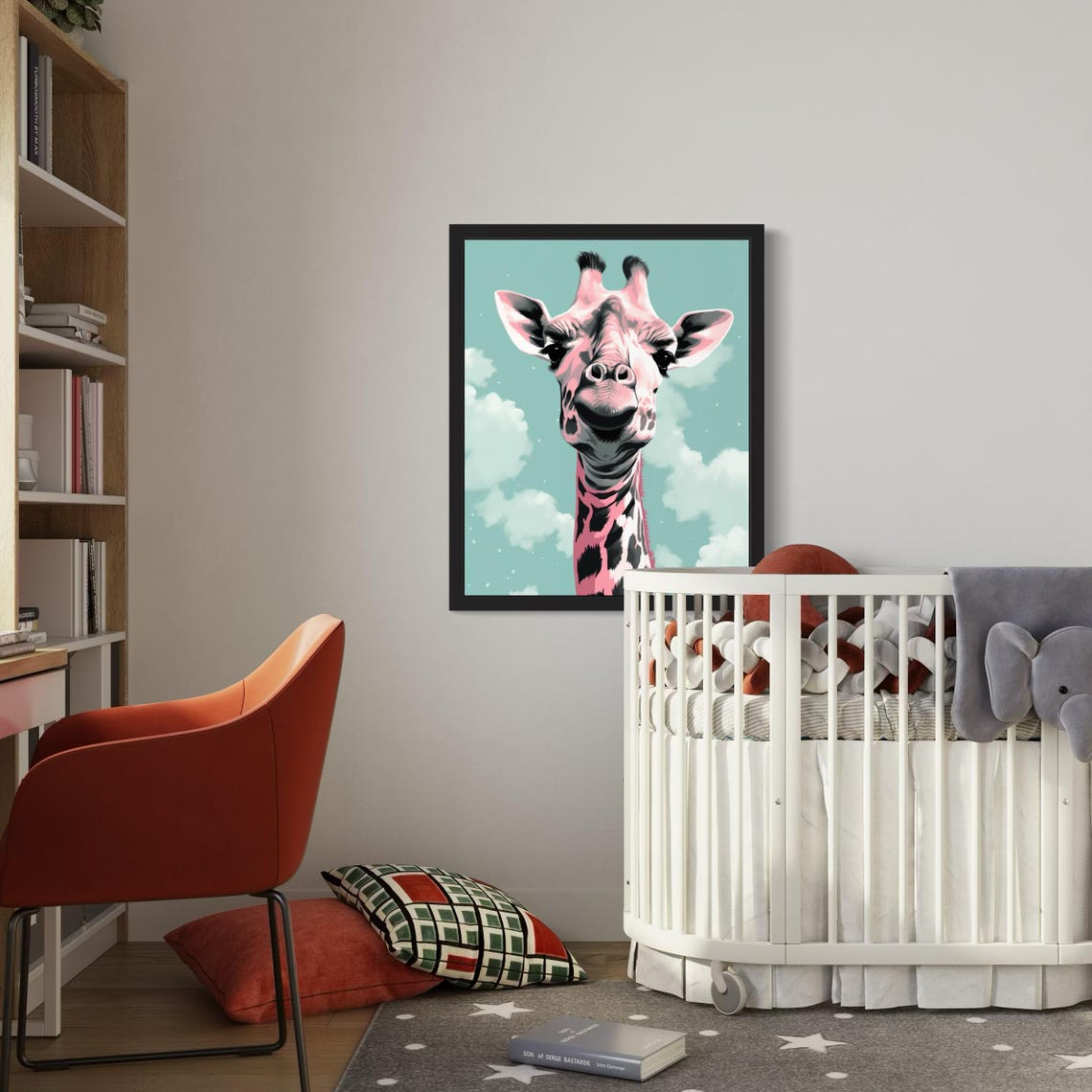 Whimsical Pink Giraffe Art Print Modern Animal Wall Art Cute Giraffe Portrait Minimalist Pastel Home Decor - Image 3