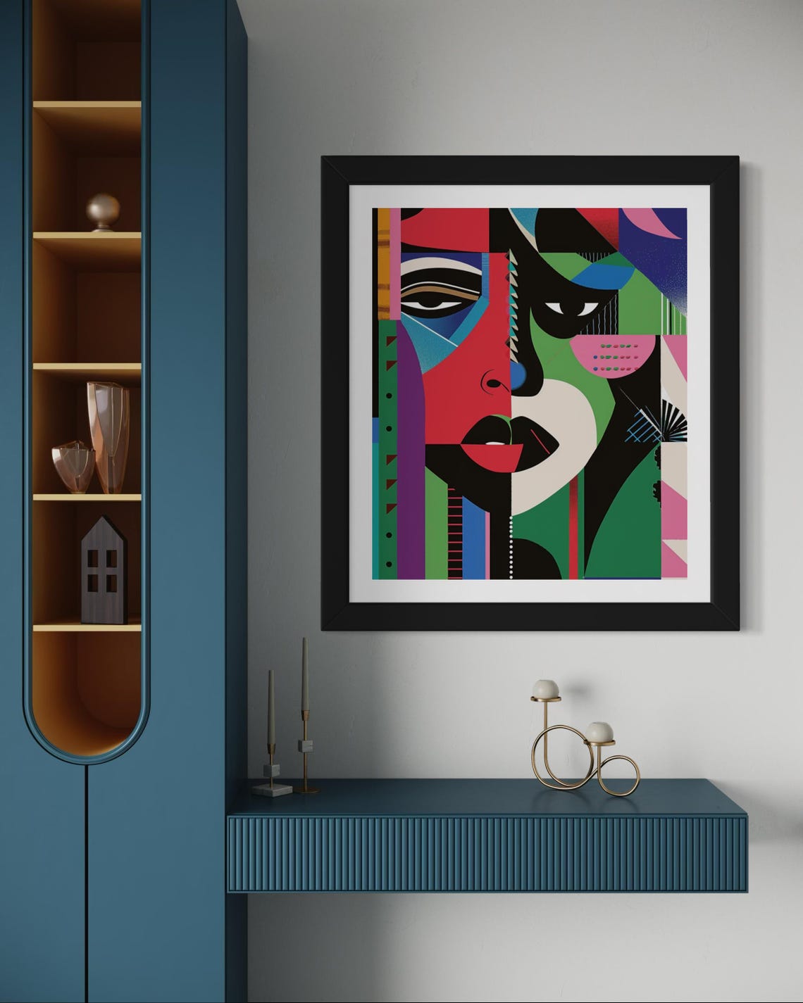 Abstract Geometric Art Print Minimalist Bold Face Design Contemporary Wall Dcor For Modern Spaces - Image 4