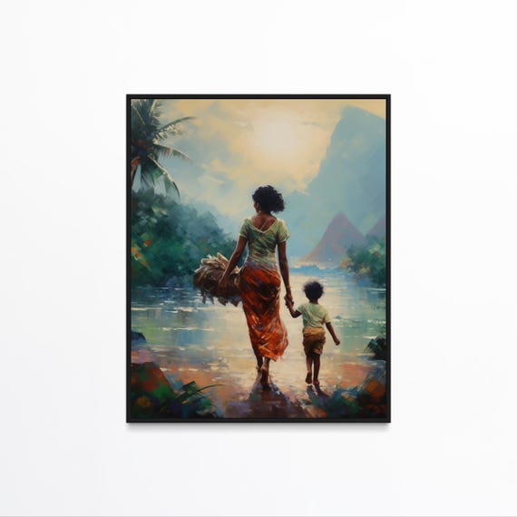 African Mother Child Wall Art Sweet Mother Print Abstract African Woman Art Black Woman Art Nursery Wall Art Mother Daughter Print