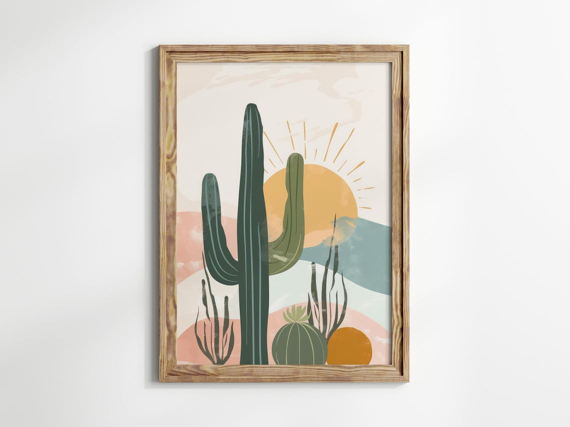 Saguaro Cactus Desert Sunset Pastel Southwestern Decor Poster - Image 3