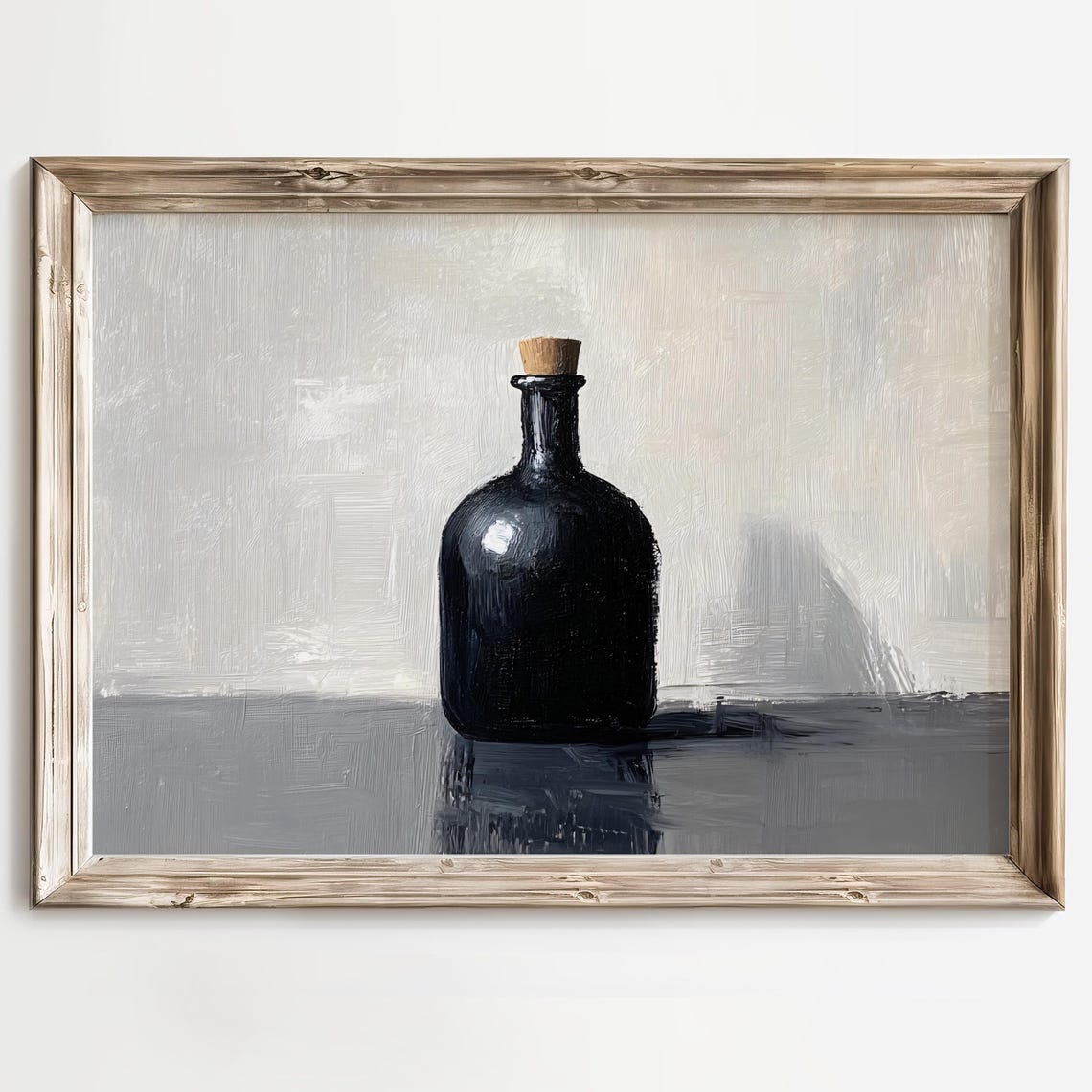 Minimalist Black Bottle Still Life in Modern Neutral Tones Poster - Image 3