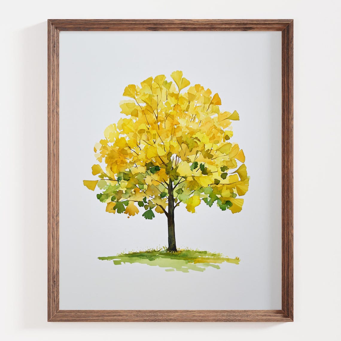 Yellow Ginkgo Watercolor Tree Minimalist Botanical Art Poster - Image 3