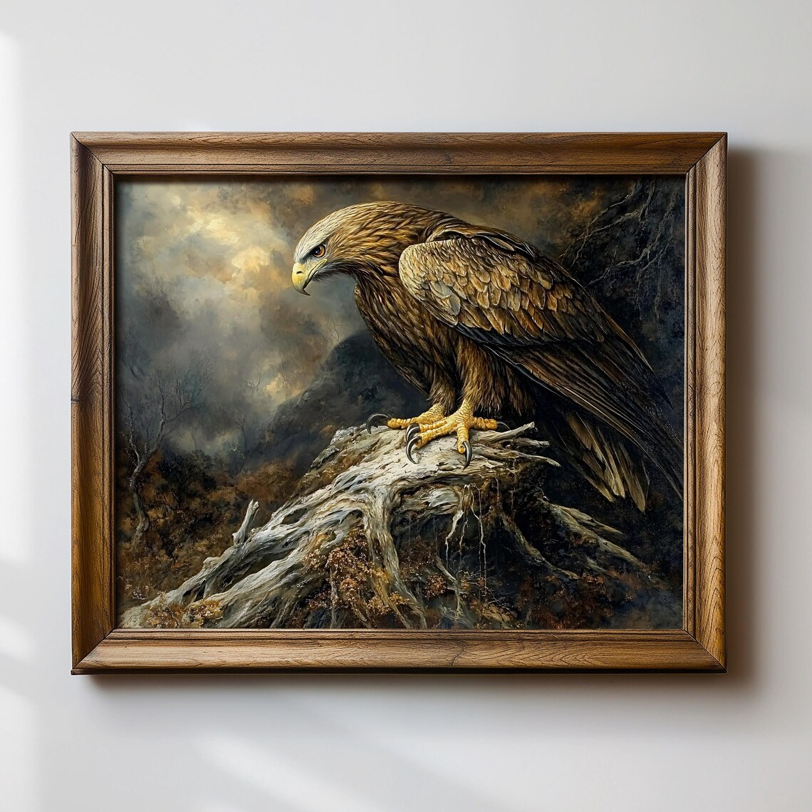Golden Eagle Rustic Bird of Prey Wildlife Art Print - Image 3