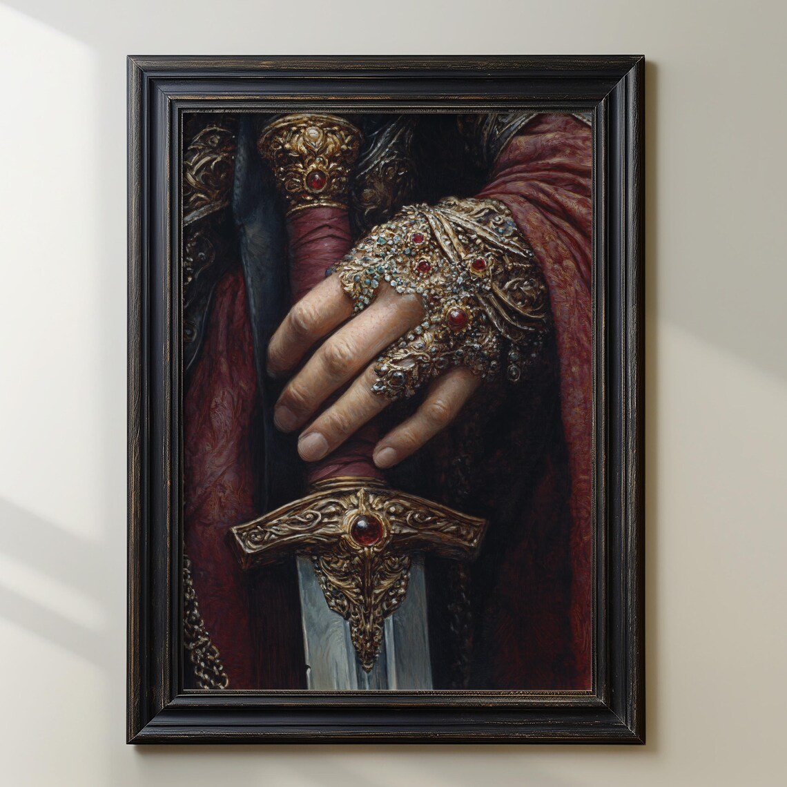 Fantasy Sword Art Print, Medieval Knight Armor Decor