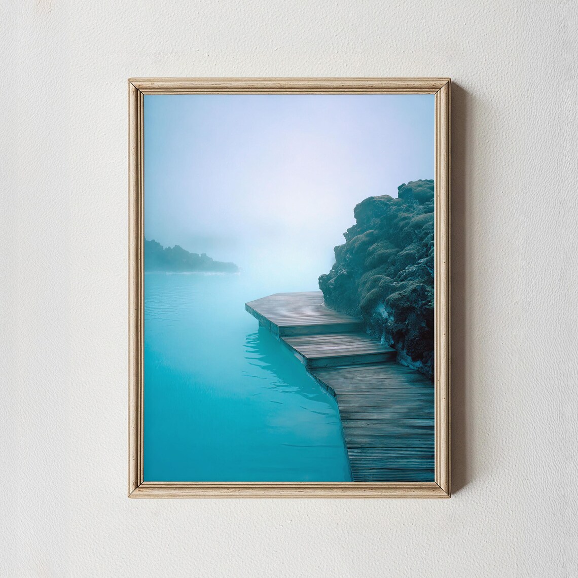 Blue Lagoon Iceland Misty Turquoise Water Photography Poster