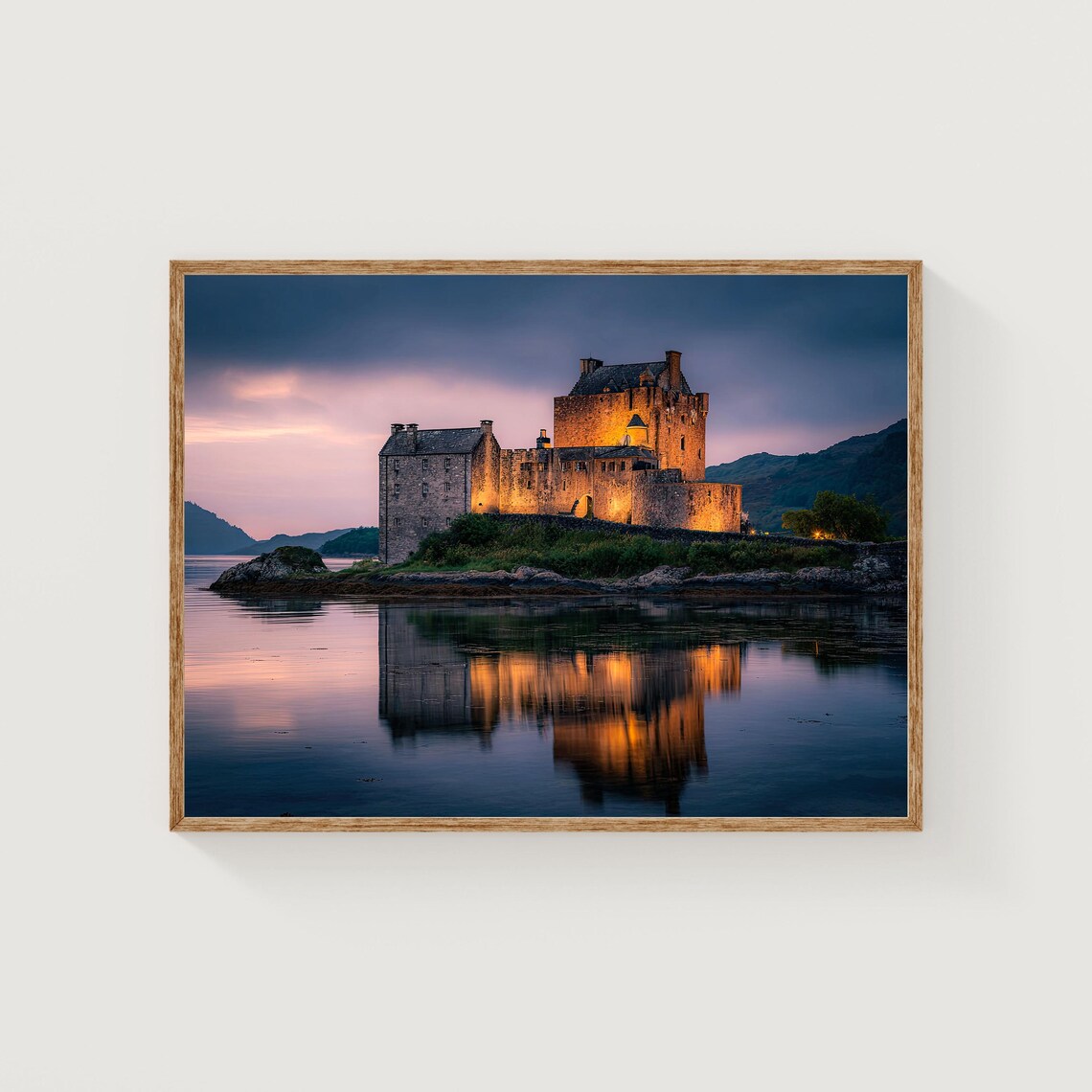 Eilean Donan Castle Dusk Reflection Scotland Highland Photo Poster