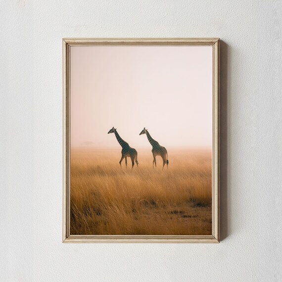 Giraffe Fine Art Print Golden Safari Photography Minimalist Wildlife
