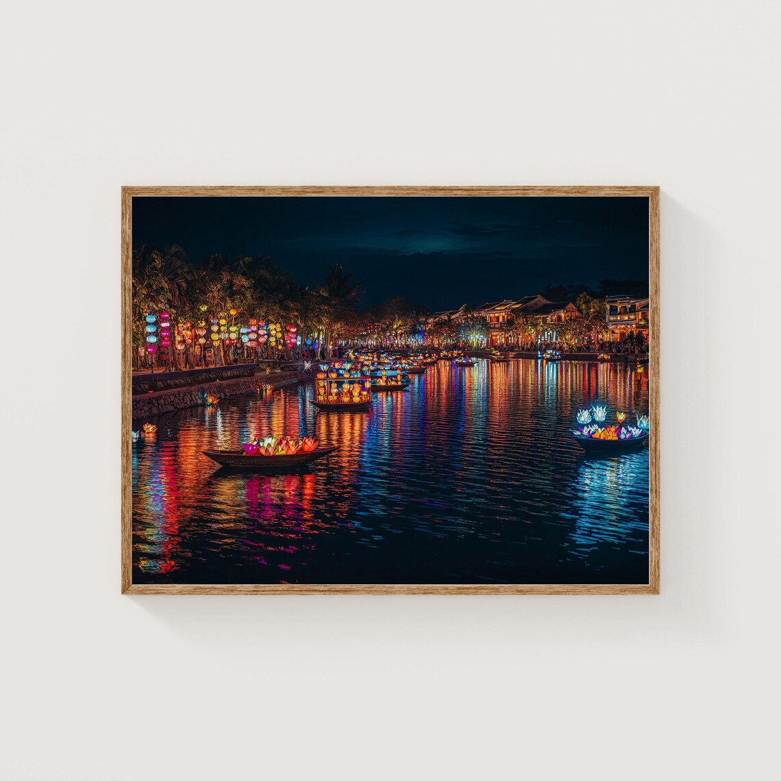 Hoi An Lantern Festival Night River Boats Vietnam Photo Print