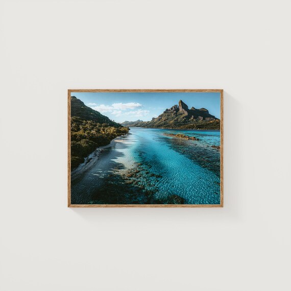 Bora Bora Aerial Lagoon Photography Turquoise Island Ocean Print