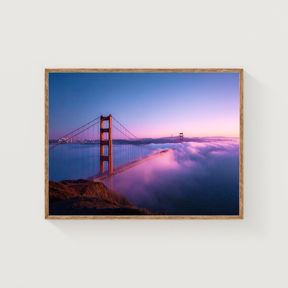 Golden Gate Bridge Sunrise San Francisco Fog Coastal Photography Poster