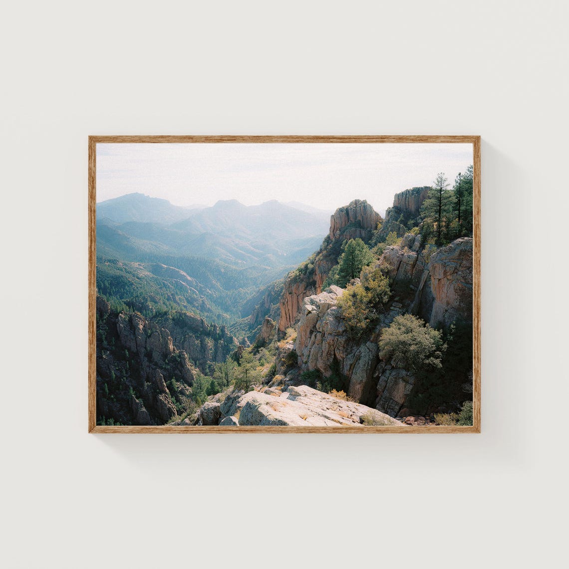 Rocky Canyon Mountain Vista Blue Haze Panoramic Landscape Photo Poster