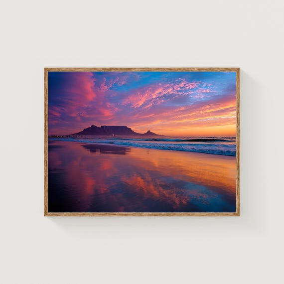 Table Mountain Sunset Print Cape Town Coastal Art