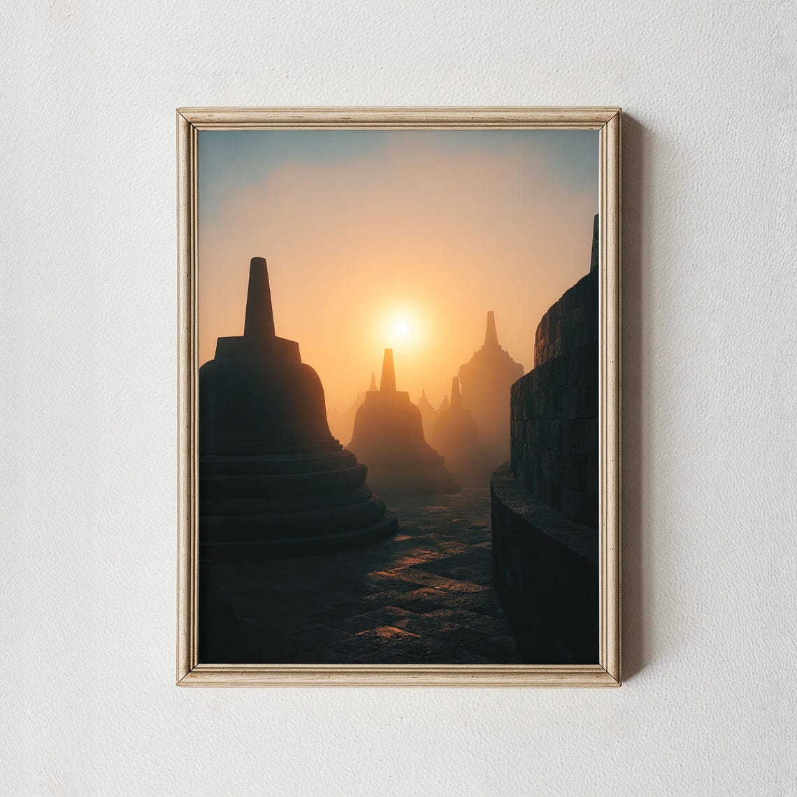 Borobudur Sunrise Print Buddhist Temple Photography Indonesia