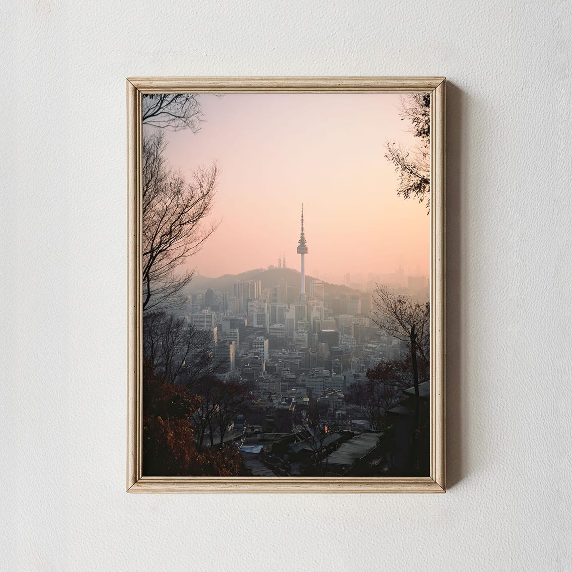 Seoul Sunset Skyline Print Namsan Tower Korea Cityscape