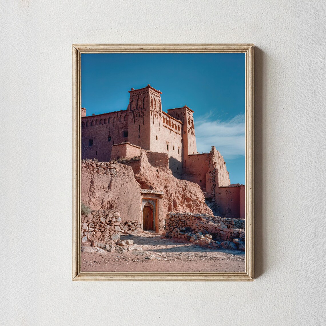 North African Mud-Brick Kasbah Fortress in Golden Light Poster