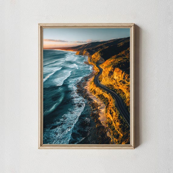 Great Ocean Road Wall Art Australia Coastal Sunset Print Beach Cliffs Photography Highway Decor Surf Coast Travel Gift