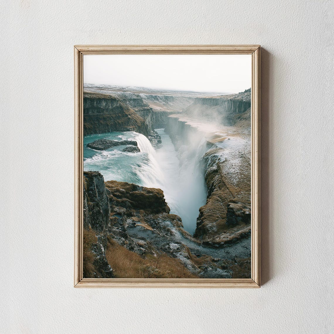Gullfoss Waterfall Iceland Dramatic Canyon Mist Landscape Photo Poster