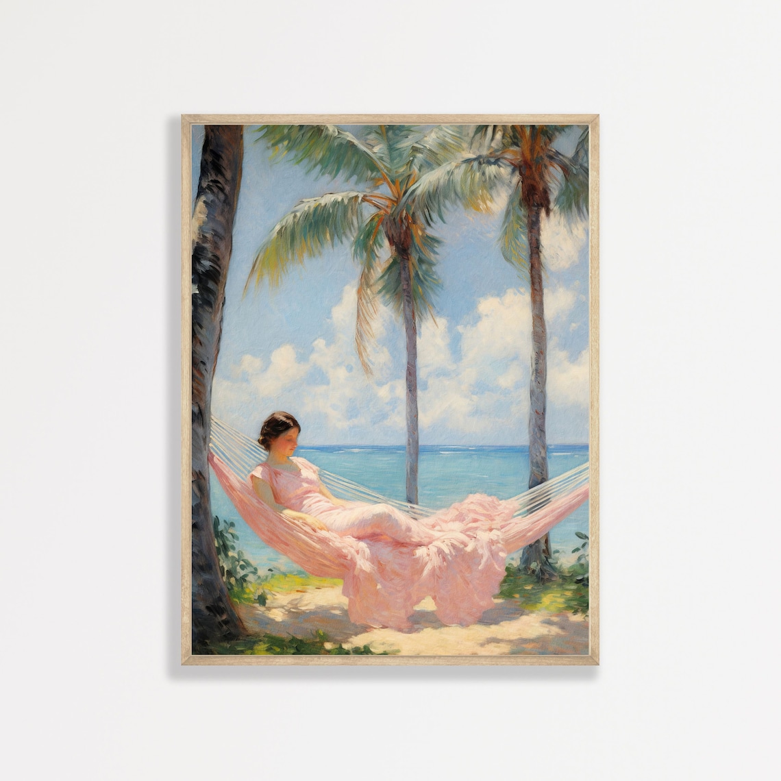 Tropical Hammock, Vintage Coastal Lake House Art Print