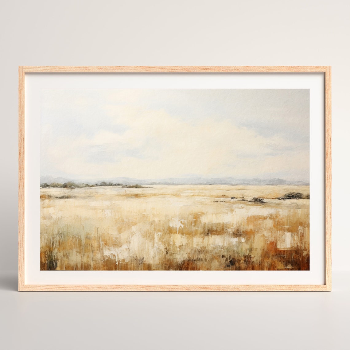 Rustic Meadow Print Country Landscape Painting Vintage Home Decor Neutral Warm Tone Wall Art P 756 - Image 2