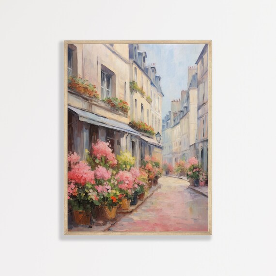 Paris Flowers Vintage Travel Poster, Antique Artwork