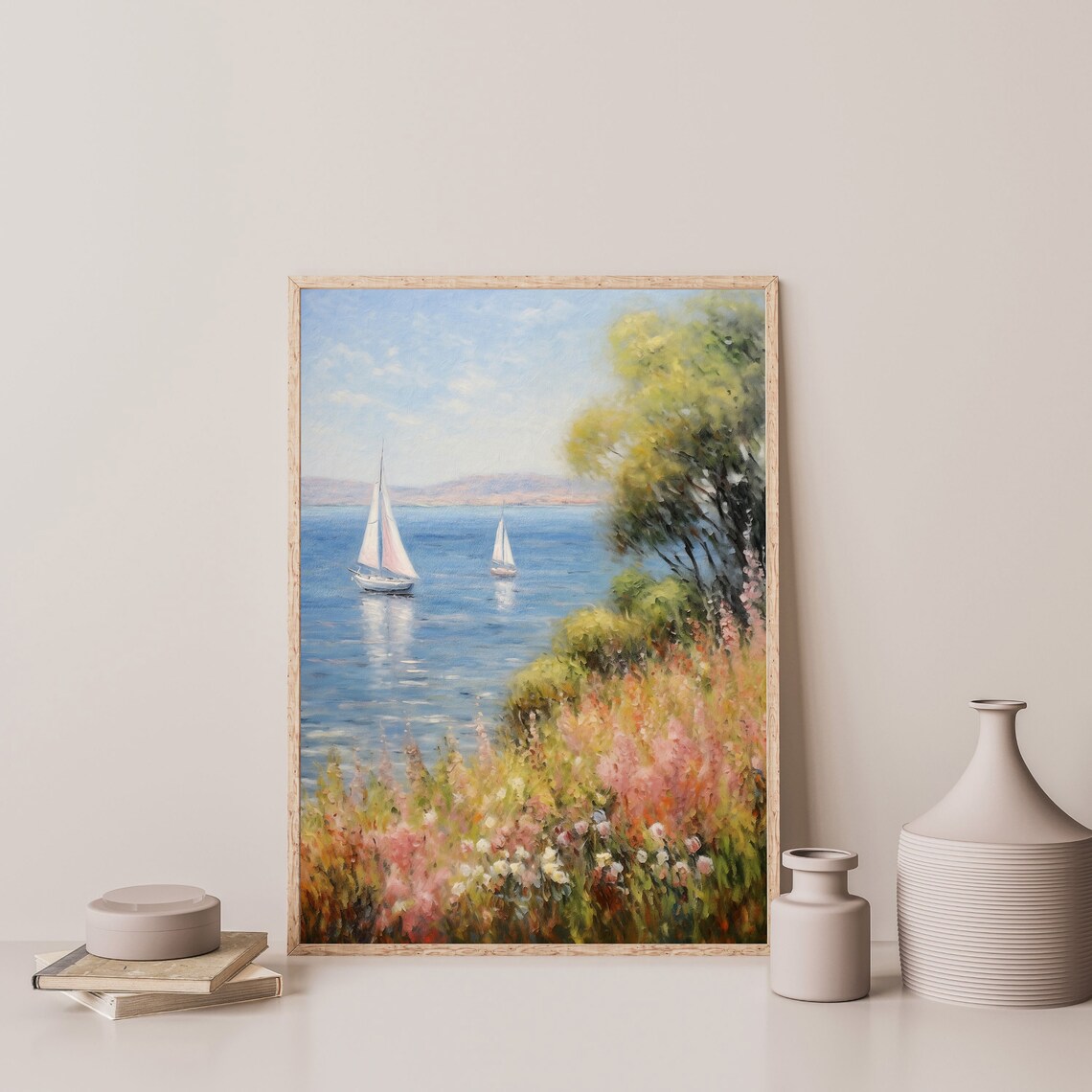 Vintage Sailboats Retro Coastal Aesthetic Art Print - Image 3