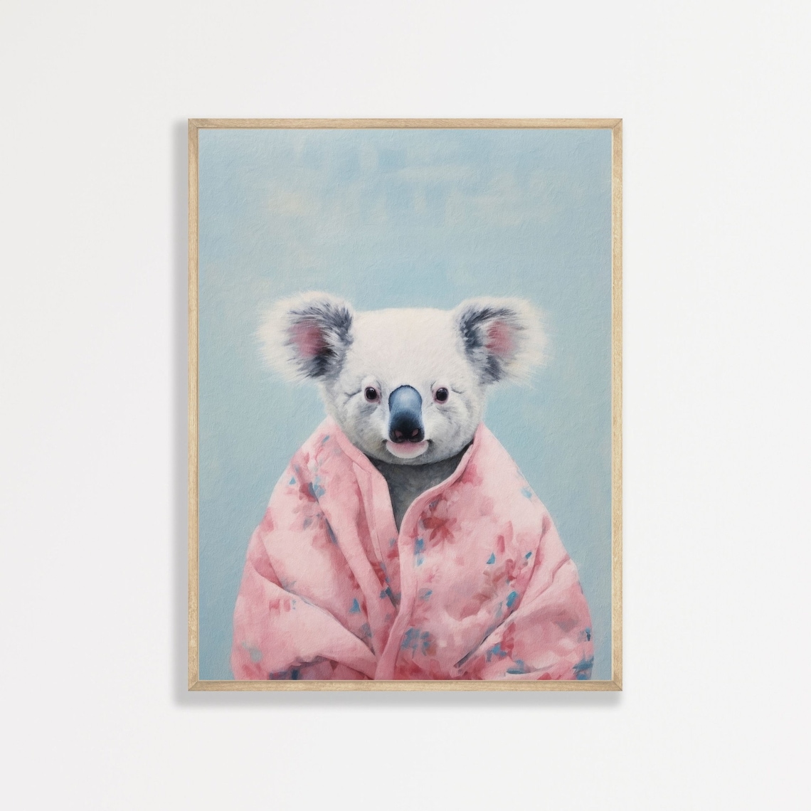 Koala Retro Bathroom Art Print, Cute Pastel Decor