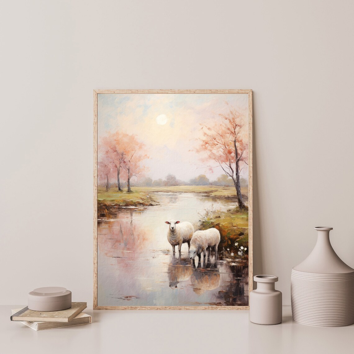 Country Sheep Vintage Farmhouse Art Print, Field - Image 3