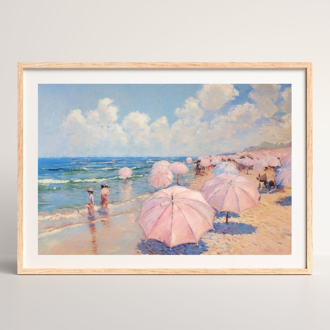 Retro Beach Seascape Art Print, Minimal Pastel Decor - Image 2