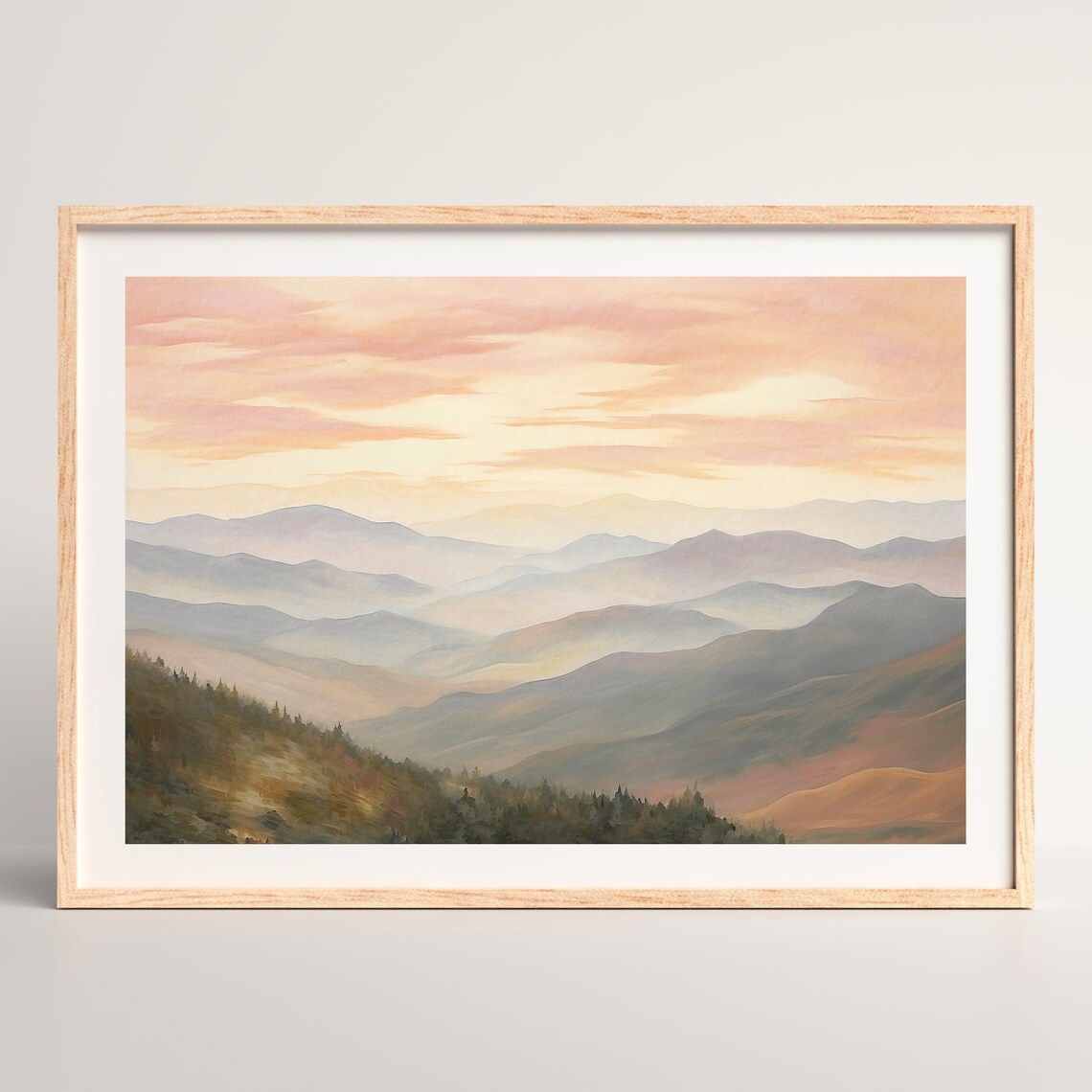 Misty Rolling Hills, Minimalist Landscape Art Print - Image 2