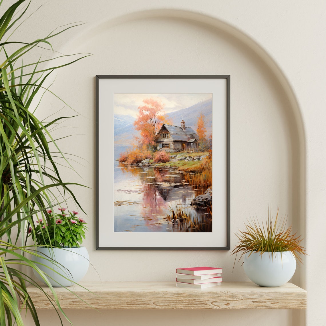 Lake House Wall Art Print Minimal Vintage Landscape Painting Modern Farmhouse Country Aesthetic Prints P 452 - Image 2