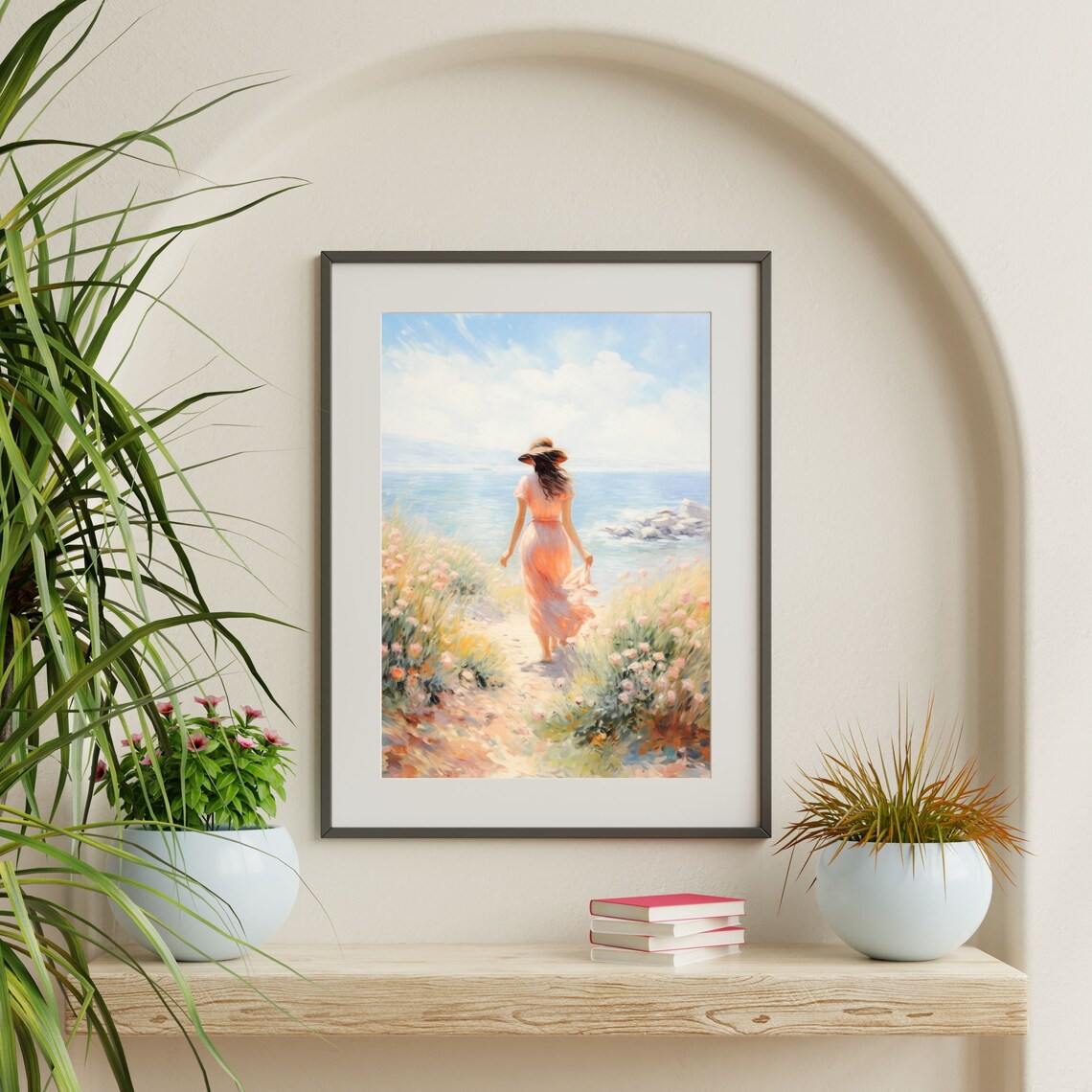 Coastal Portrait, Retro Beach Bedroom Art Print - Image 2