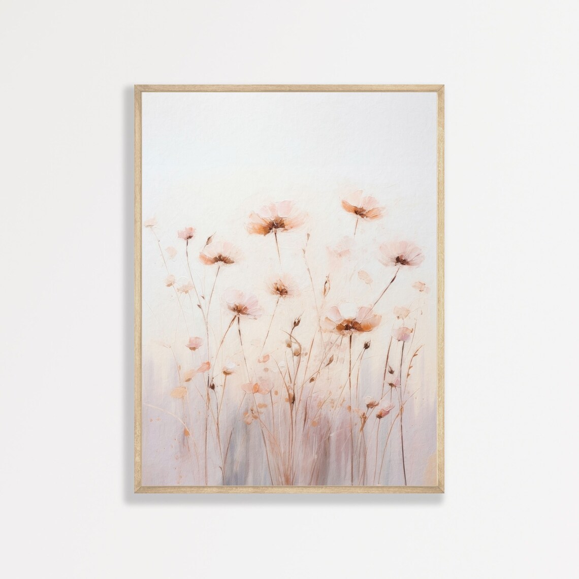 Muted Flower Painting, Retro Minimal Art Print