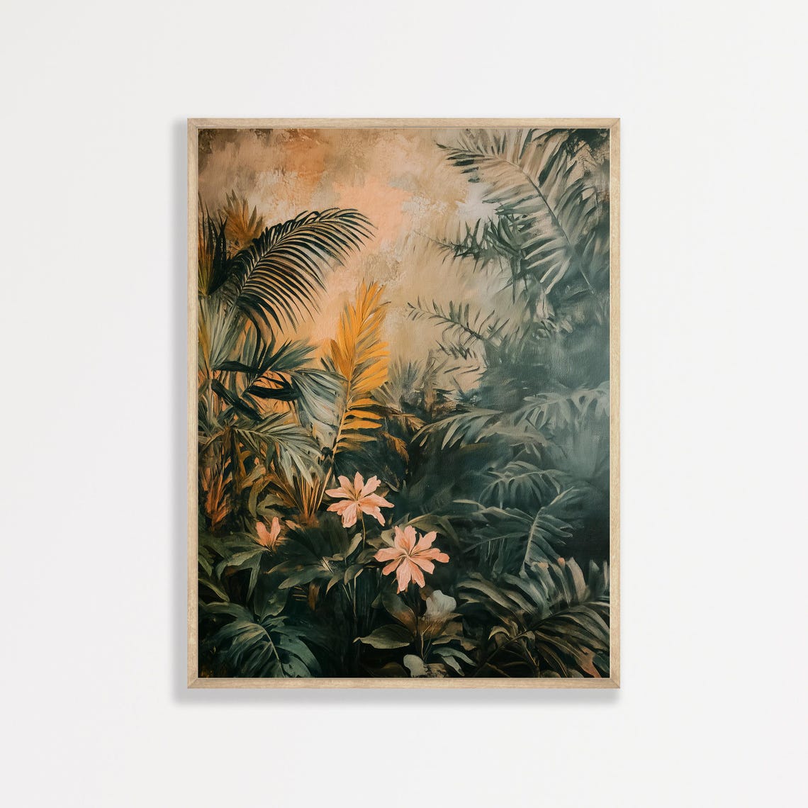 Tropical Botanicals Painting Vintage Moody Plants Wall Art Antique Aesthetic Home Decor Living Room Print 1026