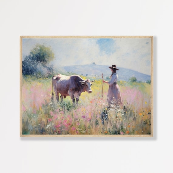 Rustic Farm Retro Countryside Painting Art Print