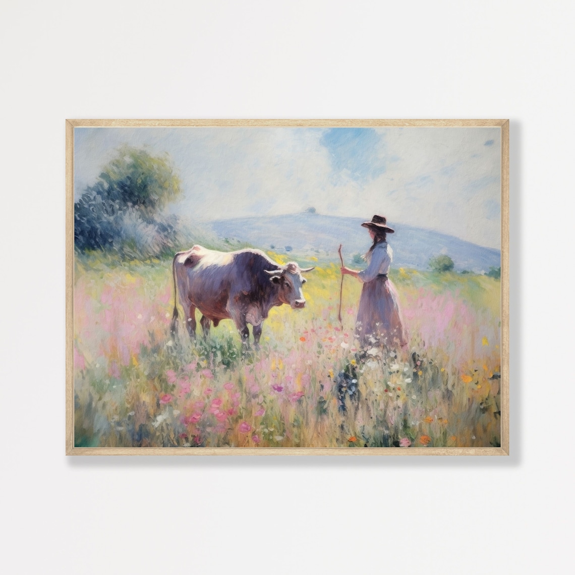Rustic Farm Retro Countryside Painting Art Print