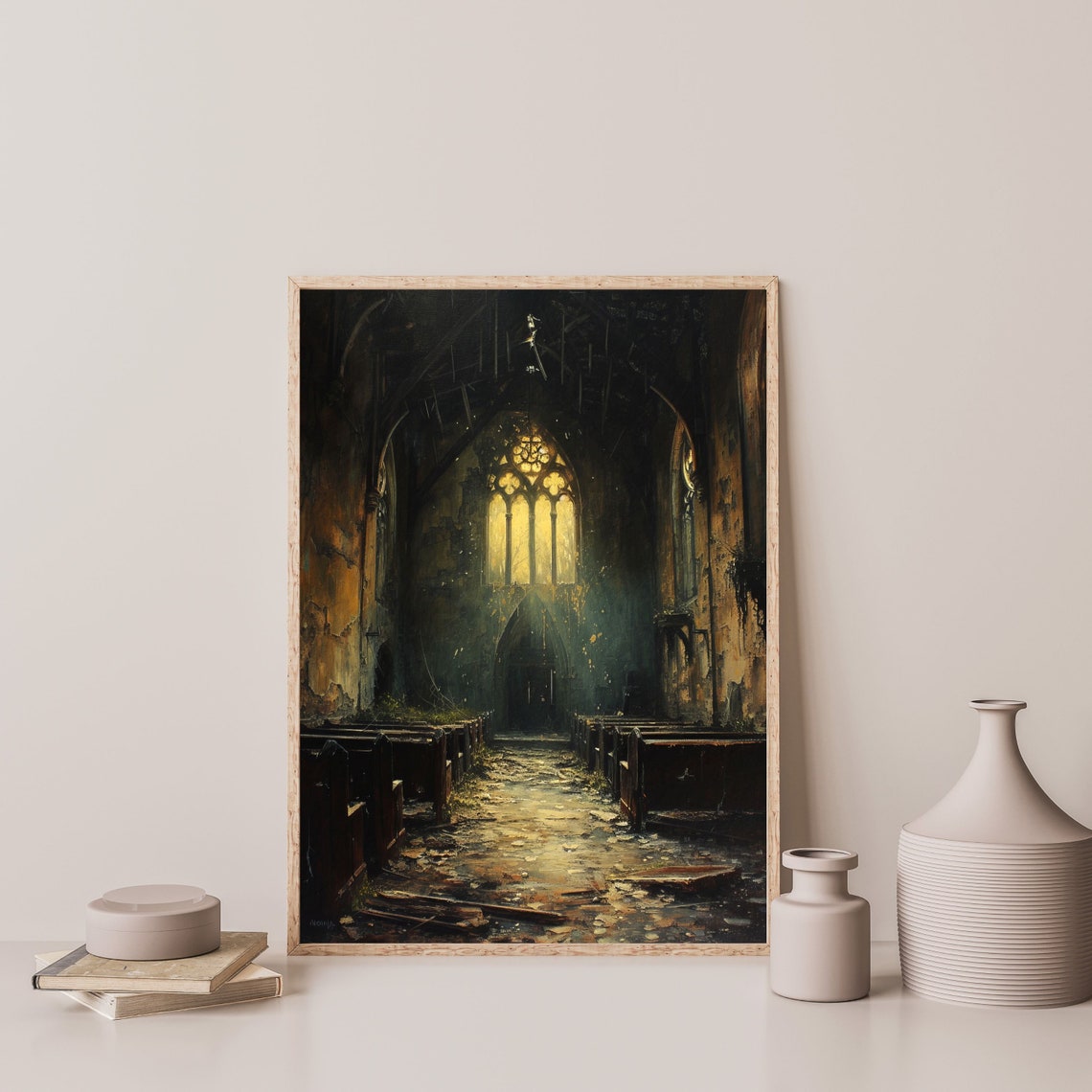 Moody Church Painting Dark Academia Decor Cottagecore Dark Aesthetic Prints Vintage Antique Wall Art P 428 - Image 3