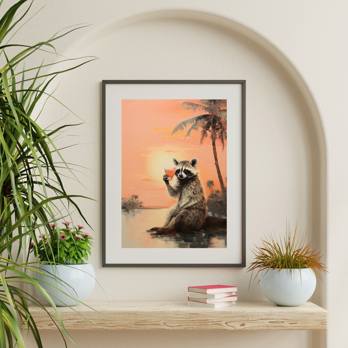 Raccoon Bar Retro Funny Cocktail Wall Art Print - Image 2