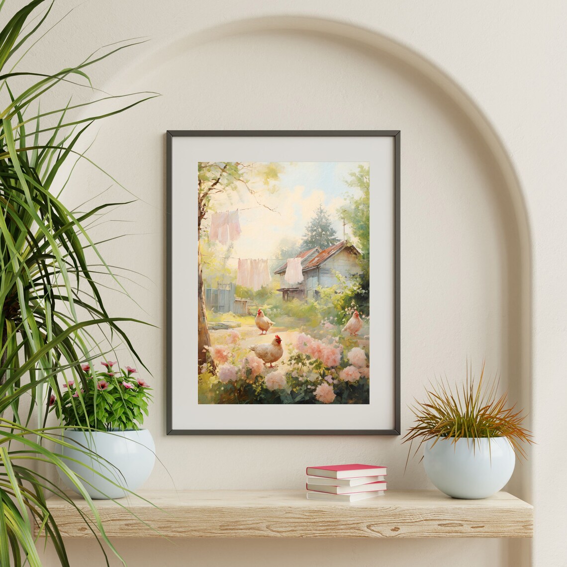 Country Chickens Vintage Neutral Farmhouse Art Print - Image 2