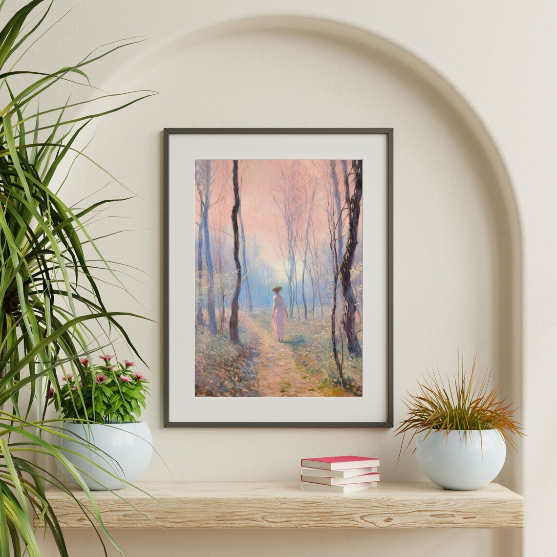 Retro Forest Landscape, Vintage Pastel Art Print - Image 2