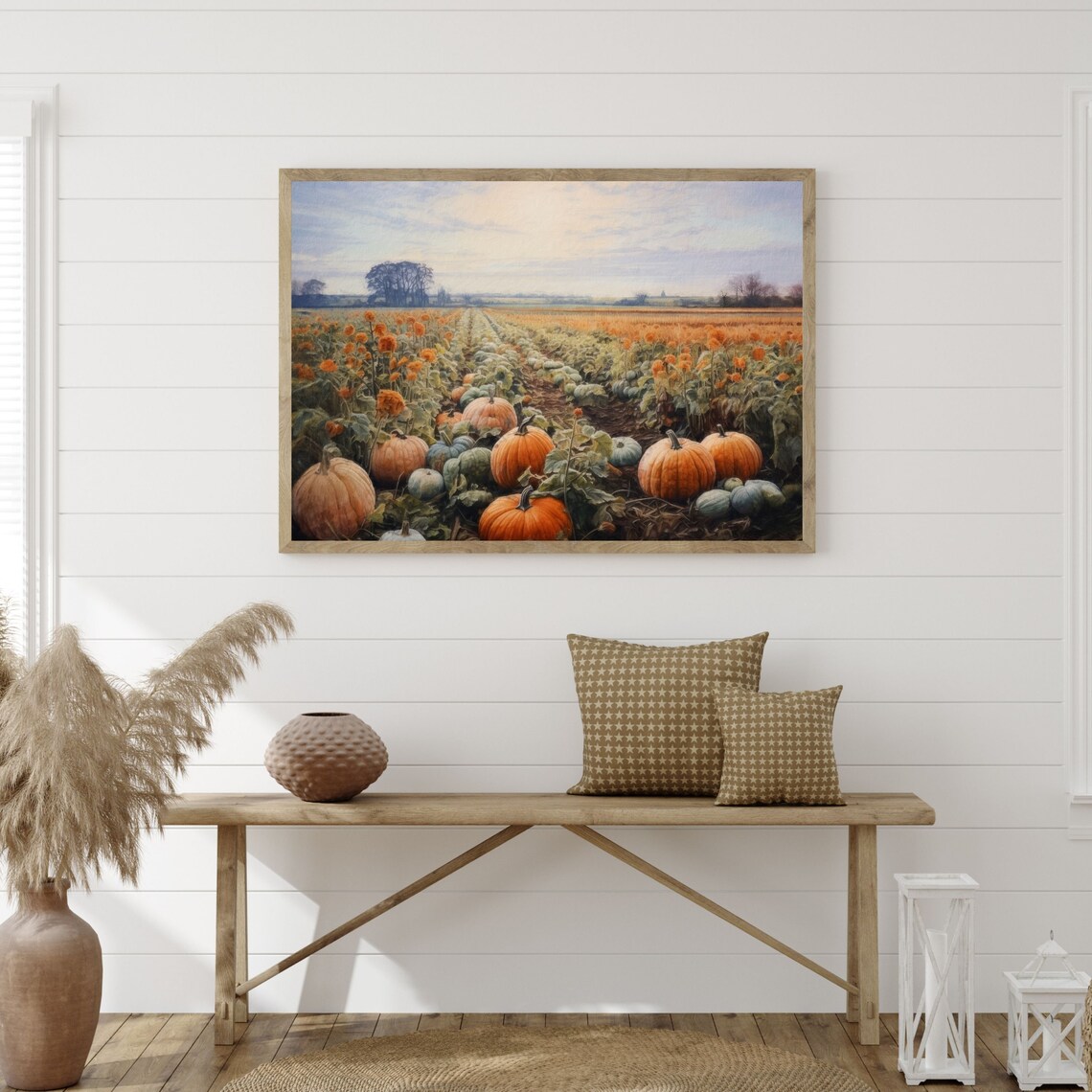 Pumpkin Patch Painting Retro Halloween Art Print - Image 3