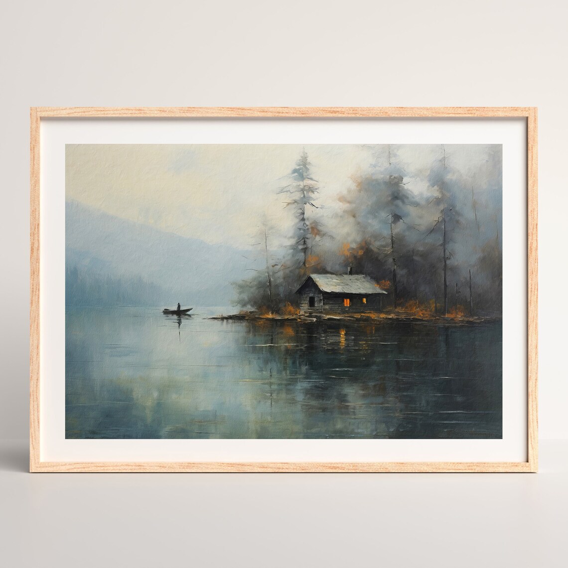 Moody Lake Painting, Vintage Landscape Art Print - Image 2
