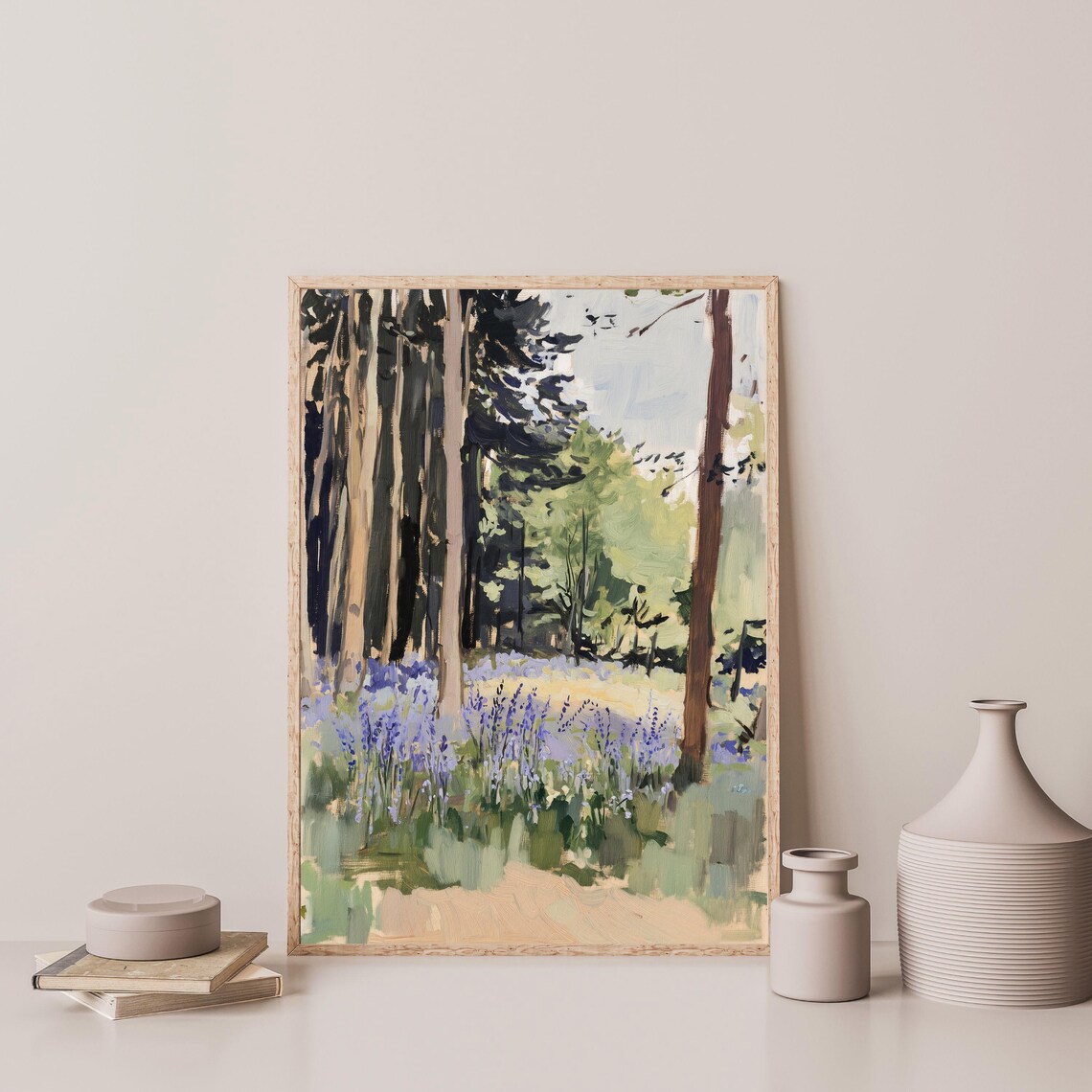 Woodland Forest Lavender Wildflowers Tall Trees Serene Travel Poster - Image 3