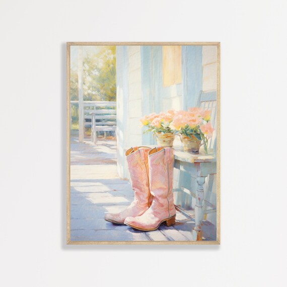 Country Boots Retro Cowgirl Western Art Print