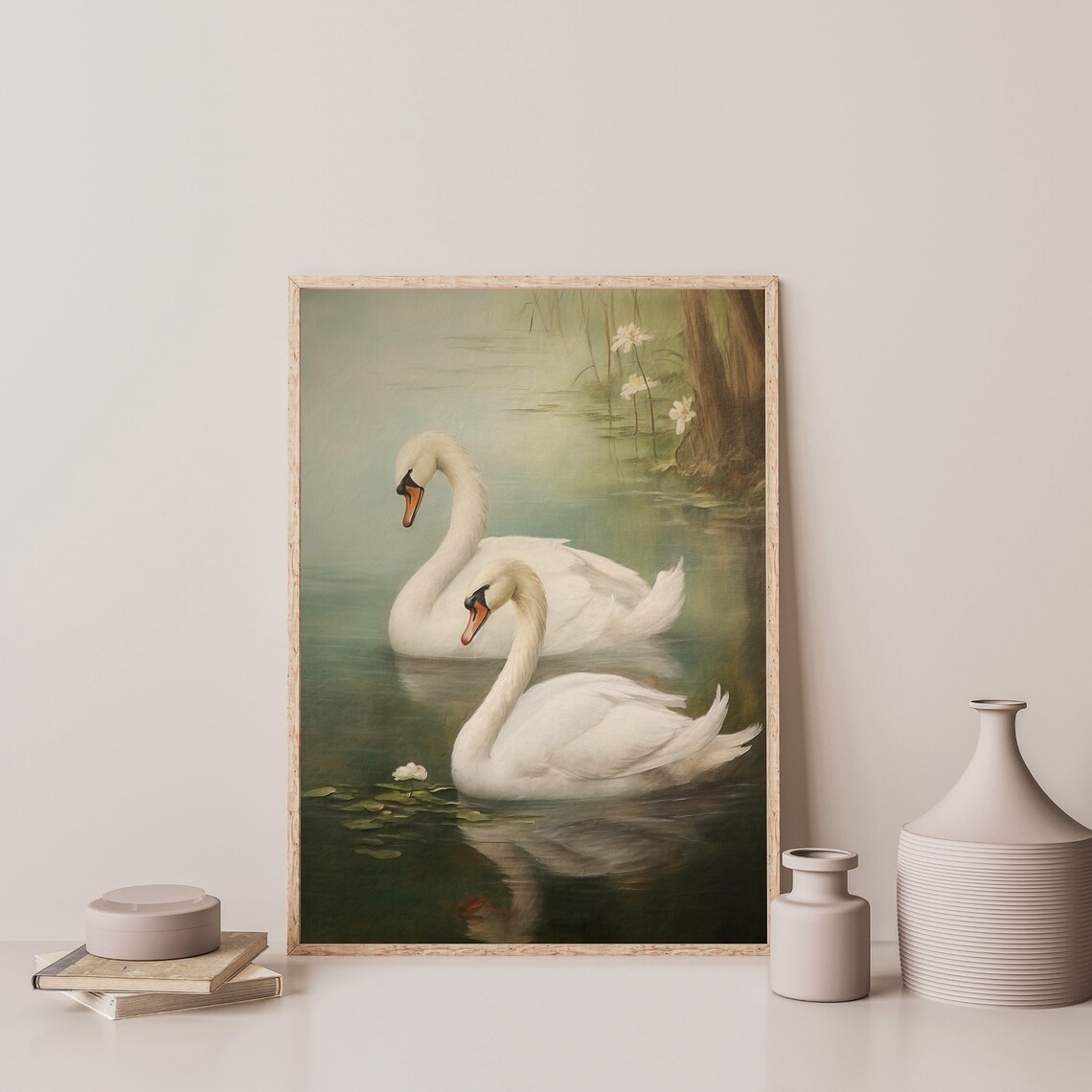 Vintage Swan Art Print, Rustic Nursery Wall Decor - Image 3