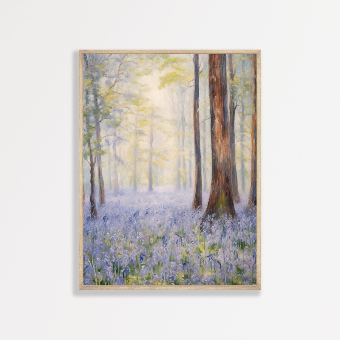 Bluebell Forest Vintage Spring Landscape Art Print