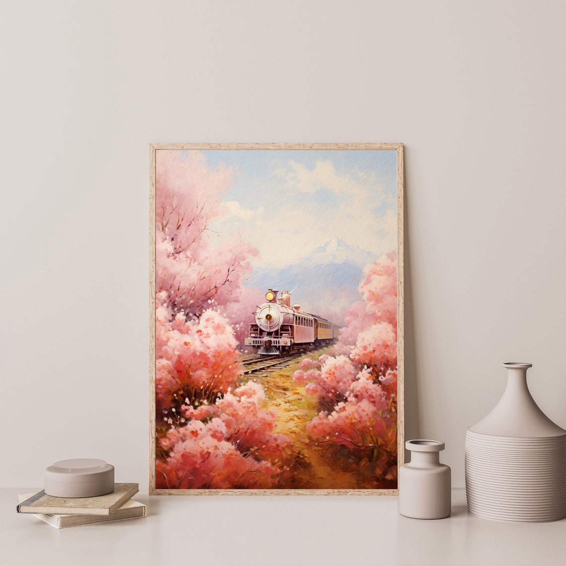 Spring Train Painting Retro Country Landscape Wall Art Vintage Aesthetic Print Minimal Rustic Decor P 603 - Image 3