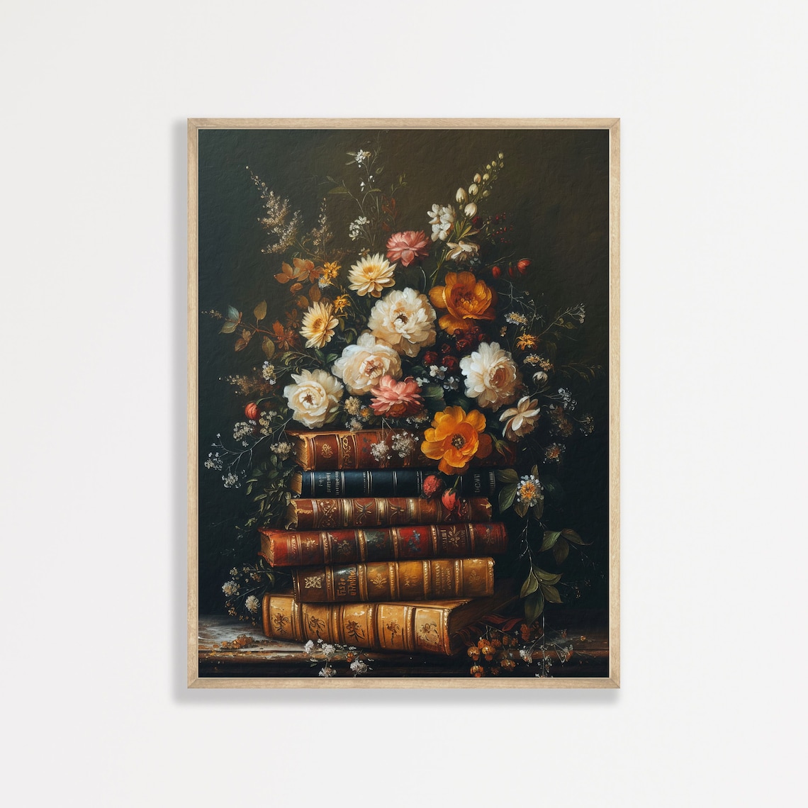 Moody Book Painting, Vintage Dark Academia Art Print
