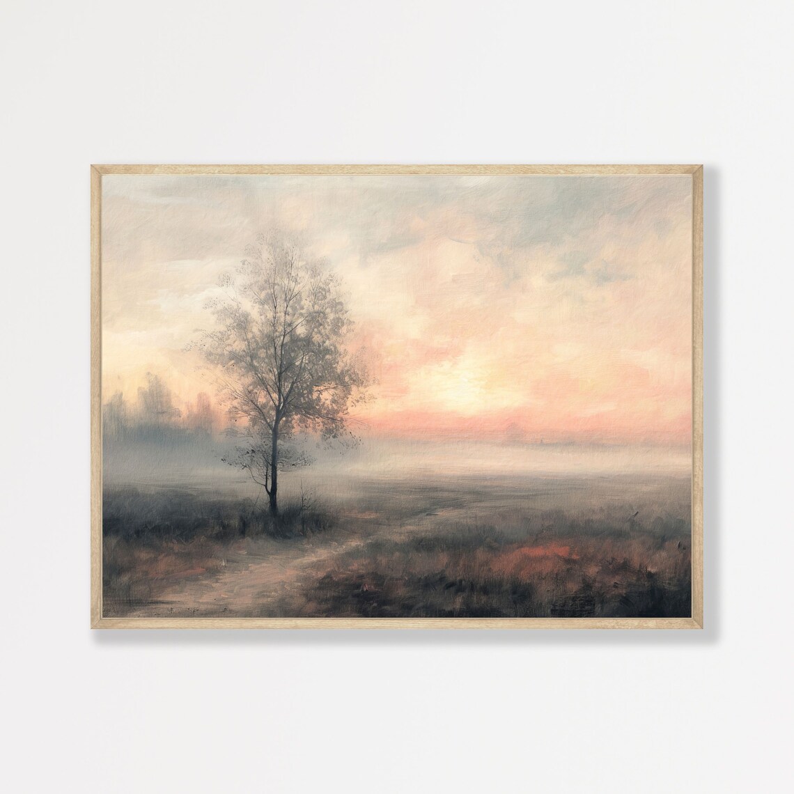 Retro Countryside Field Landscape Wall Art Print
